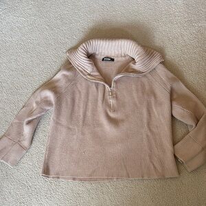 Stylish Tan Cowl Neck Sweater
